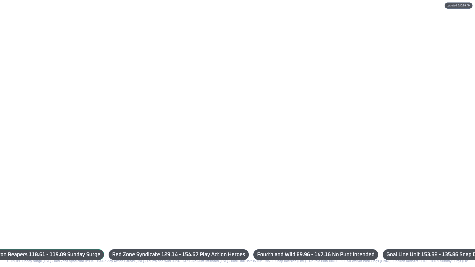 Fantasy Football OBS Overlay bottom ticker scene for scrolling matchup updates in OBS